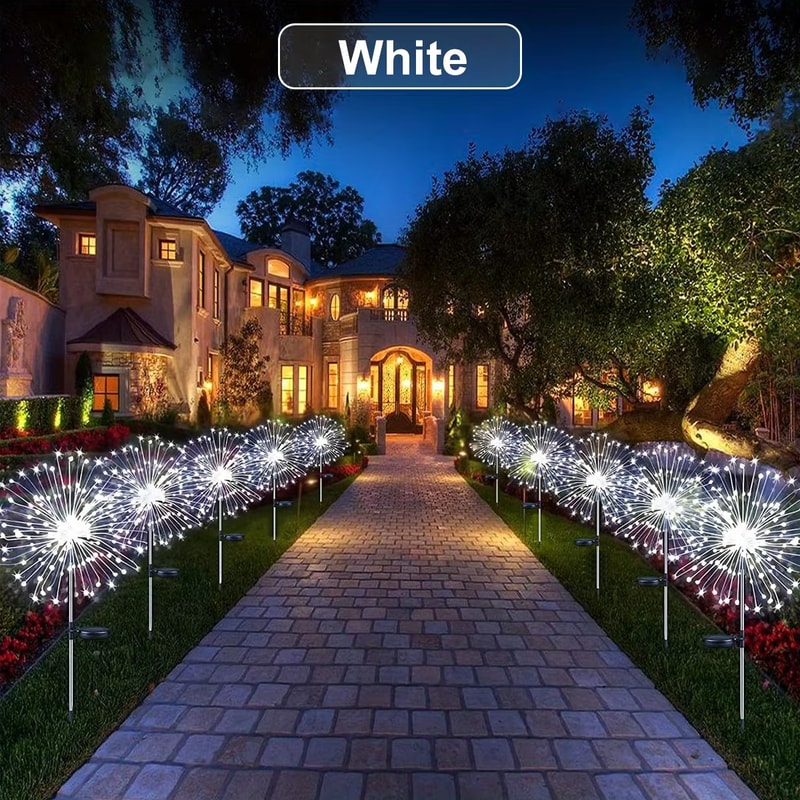 Solar Firework Garden Lights Waterproof LED Dandelion Landscape Decor