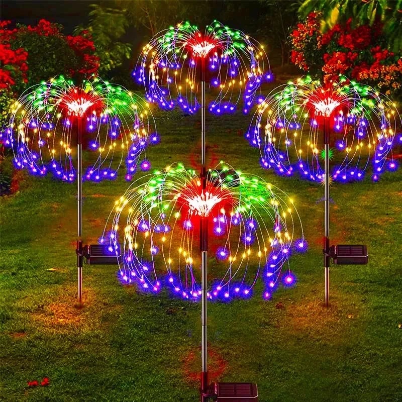Solar Firework Garden Lights Waterproof LED Dandelion Landscape Decor