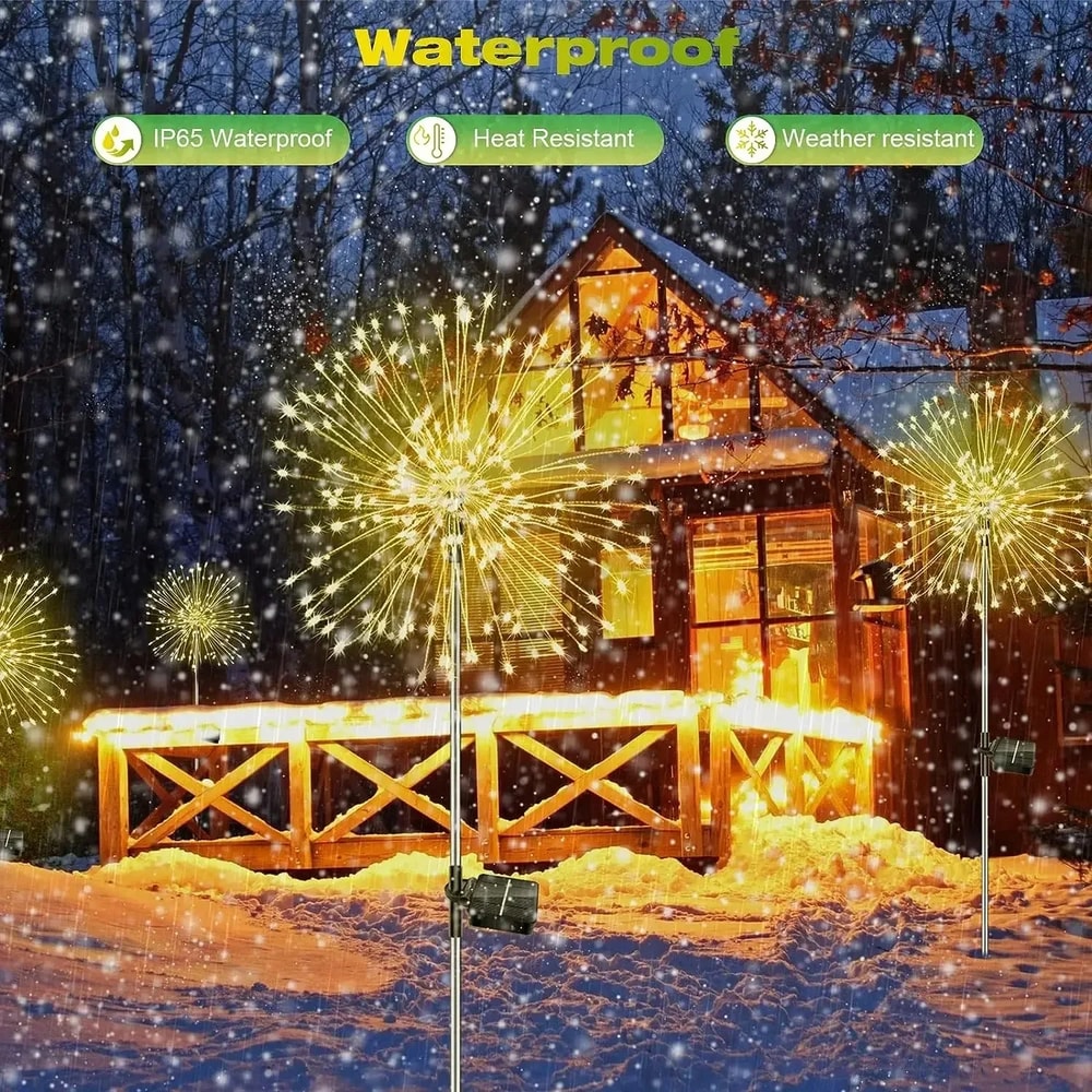 Solar Firework Garden Lights Waterproof LED Dandelion Landscape Decor