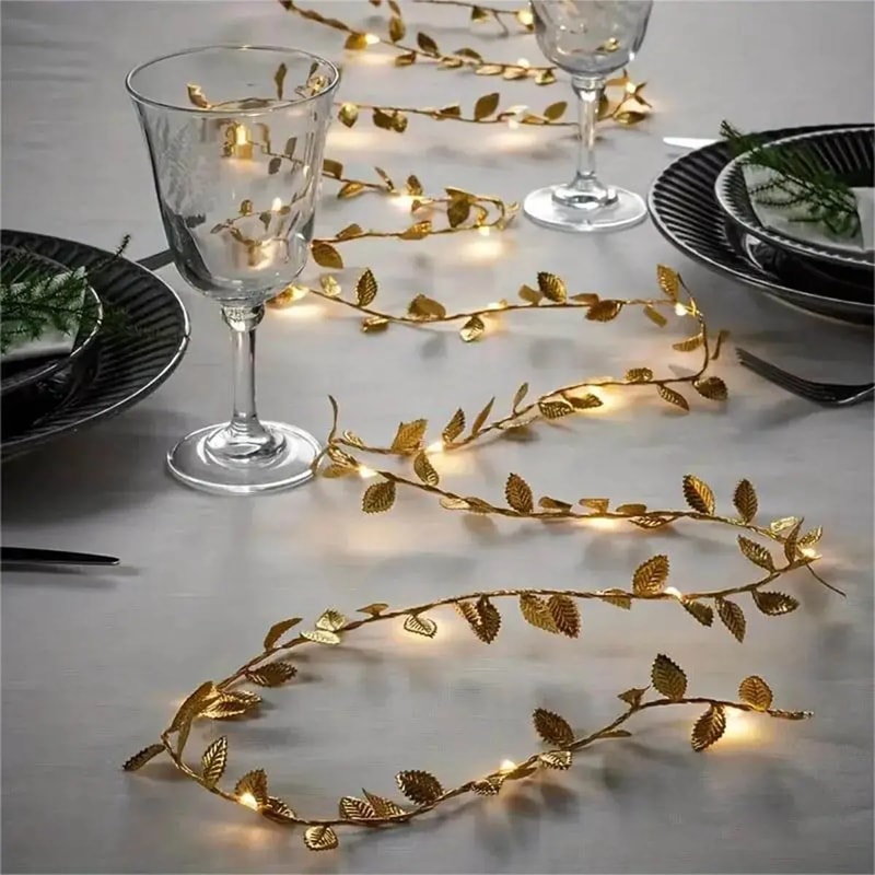 Golden Leaf Fairy String Lights Battery Powered LED Decor for Weddings, Bedrooms & DIY Crafts