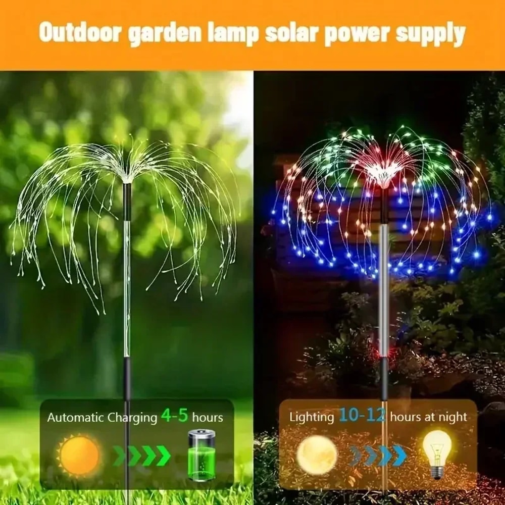 Solar Firework Garden Lights with Modes Waterproof Outdoor Pathway Decor