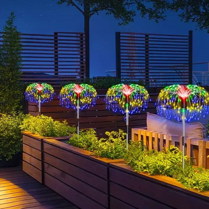 Solar Firework Garden Lights with Modes Waterproof Outdoor Pathway Decor