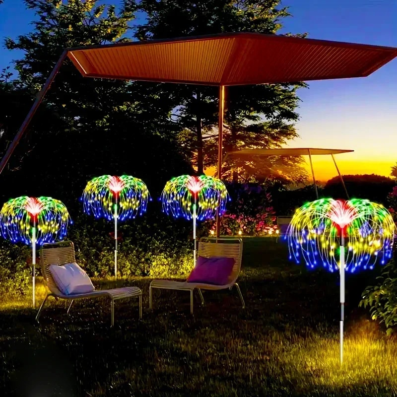 Solar Firework Garden Lights with Modes Waterproof Outdoor Pathway Decor