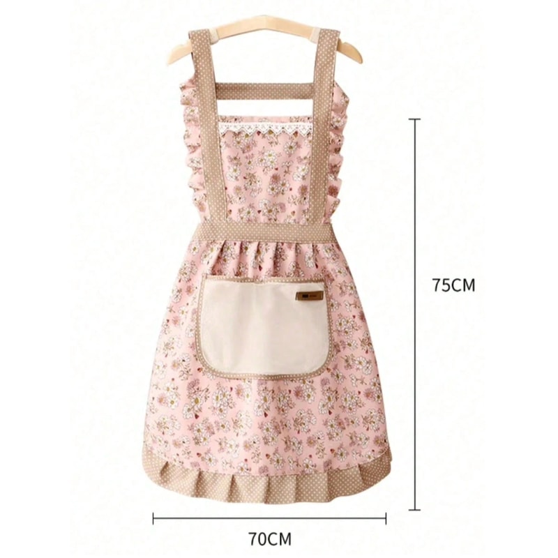 Blush Bloom Canvas Kitchen Apron for Women with Breathable Anti-Stain Protection