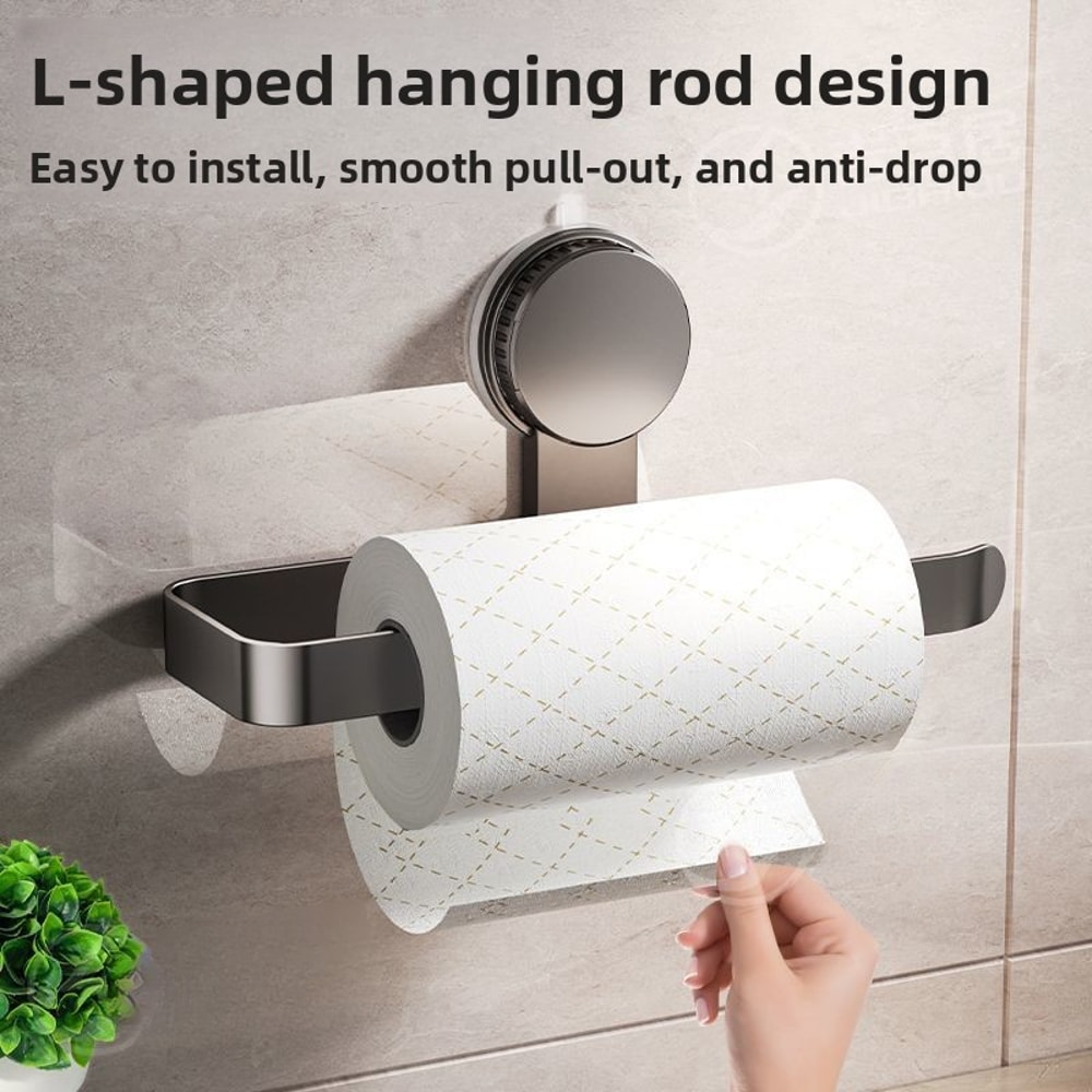 No Drill Wall Mounted Paper Towel Holder & Kitchen Storage Organizer Rack