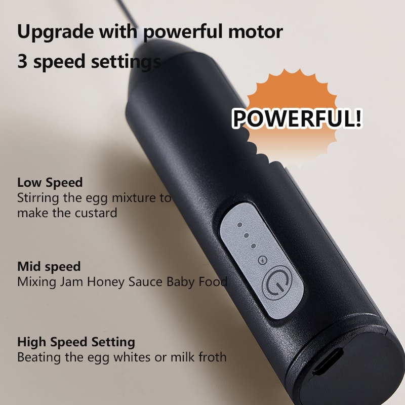 Rechargeable Milk Frother With Speed USB Whisk For Coffee Matcha Cream 2