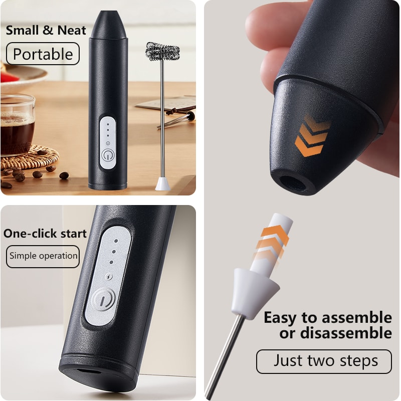 Rechargeable Milk Frother With Speed USB Whisk For Coffee Matcha Cream 3