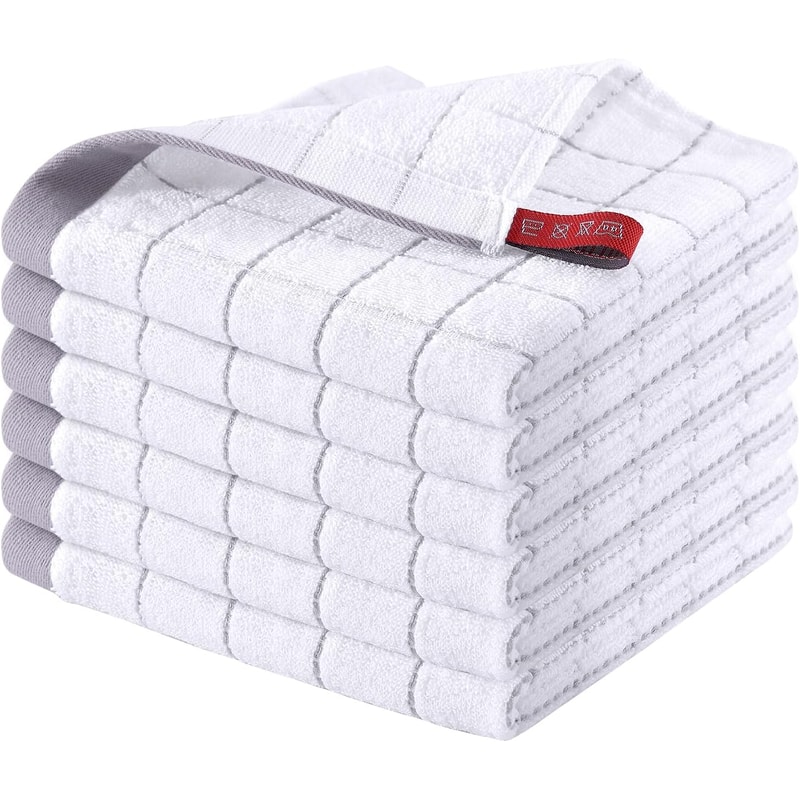 Ultra Soft Cotton Dish Cloths Set of Absorbent Terry Kitchen Towels
