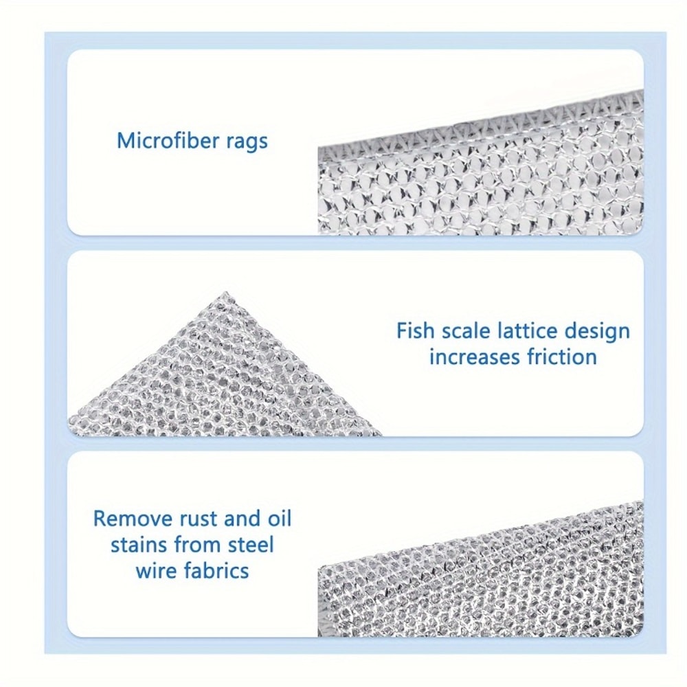 Heavy Duty Steel Wire Dish Cloth Set For Kitchen Pots Pans And Grease Cleaning 4