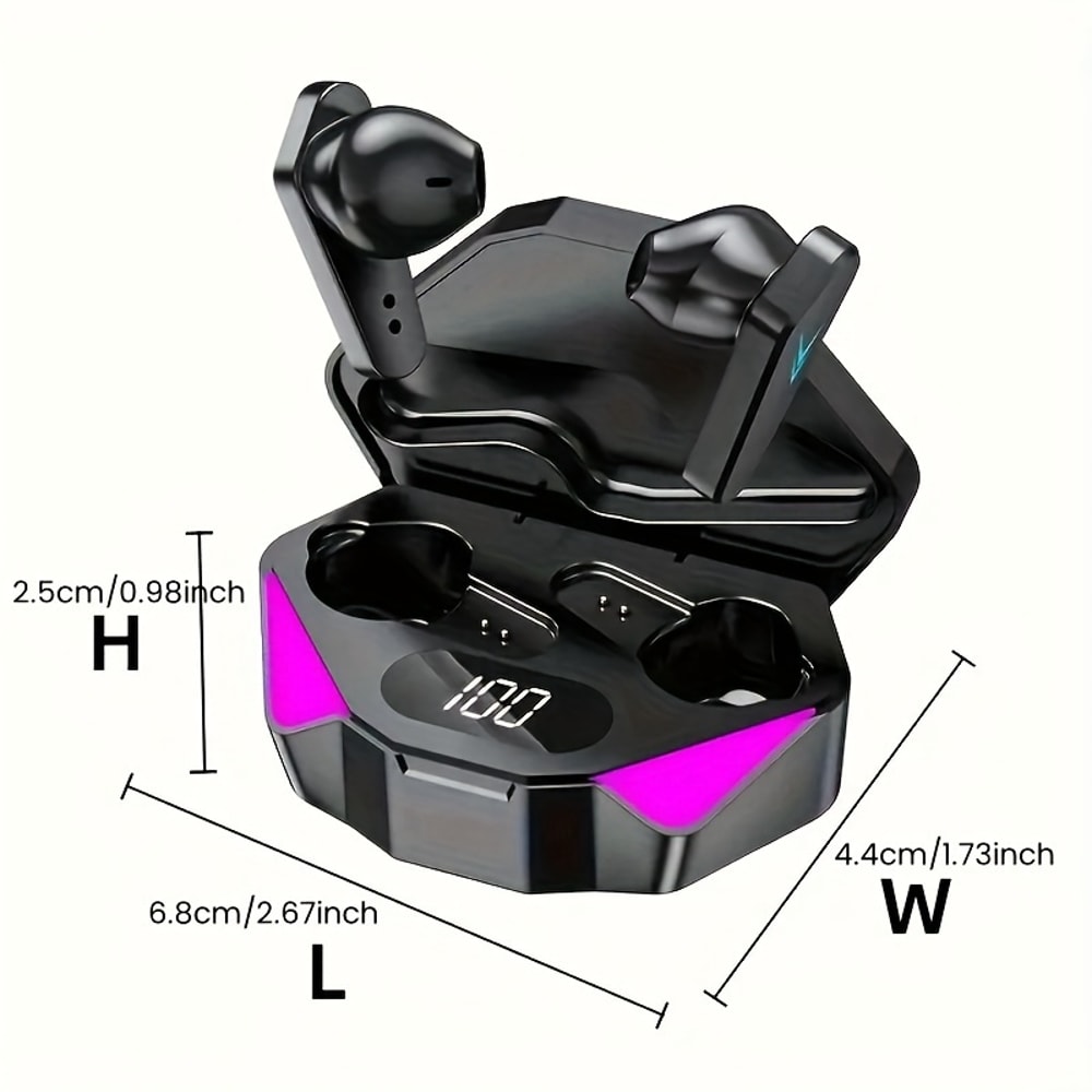 Wireless Gaming Earbuds with LED Display and Noise Cancelling Mic