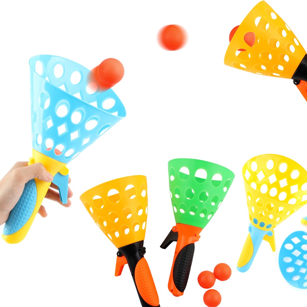 Rocket Pop Catch Ball Launcher Set for Kids and Family Outdoor Games