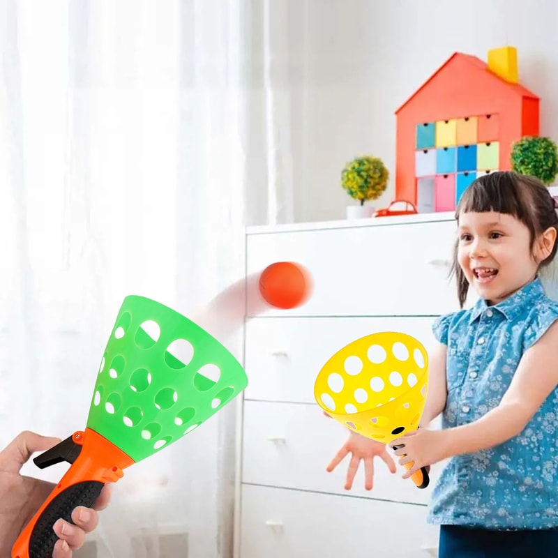 Rocket Pop Catch Ball Launcher Set for Kids and Family Outdoor Games