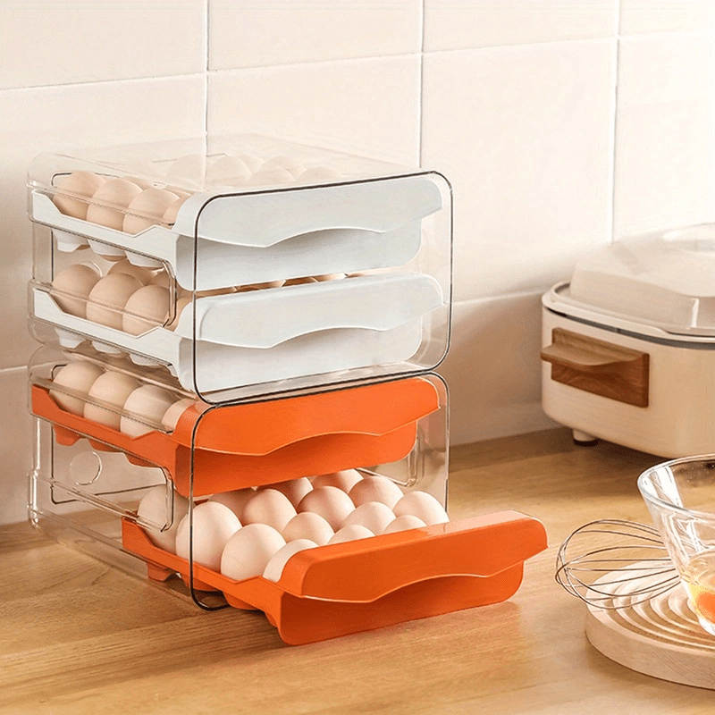 FreshSlide Egg Organizer Drawer for Refrigerator with Layer Large Capacity Storage