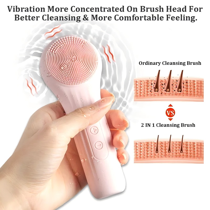 GlowTherm Silicone Face Scrubber Heated Facial Cleansing Brush with Speed Sonic Massage