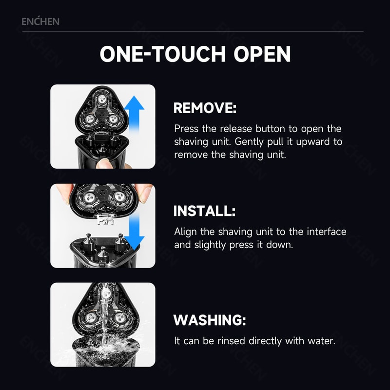 ENCHEN Blackstone Waterproof Electric Shaver for Men with Rotary Blades & Digital Display
