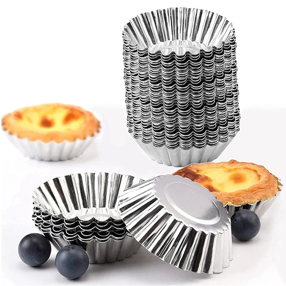 Piece Egg Tart Mold Set Reusable Stainless Steel Tart Pans for Mini Pies, Cupcakes & Pastry Baking