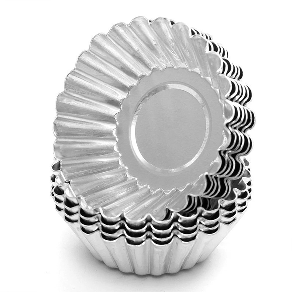 Piece Egg Tart Mold Set Reusable Stainless Steel Tart Pans for Mini Pies, Cupcakes & Pastry Baking