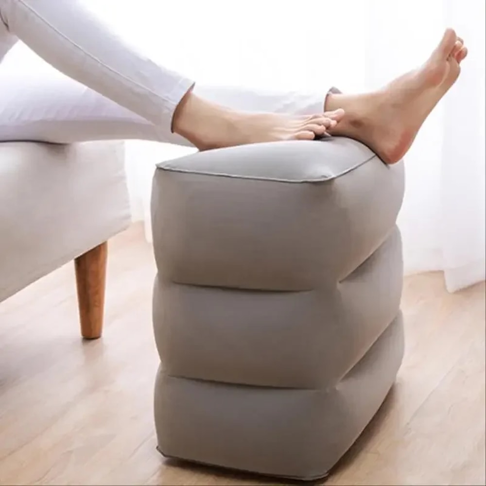 Inflatable Airplane Footrest Pillow For Kids Adults Travel Leg Support Cushion 0
