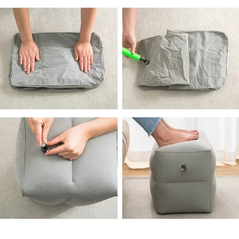 Inflatable Airplane Footrest Pillow For Kids Adults Travel Leg Support Cushion 4