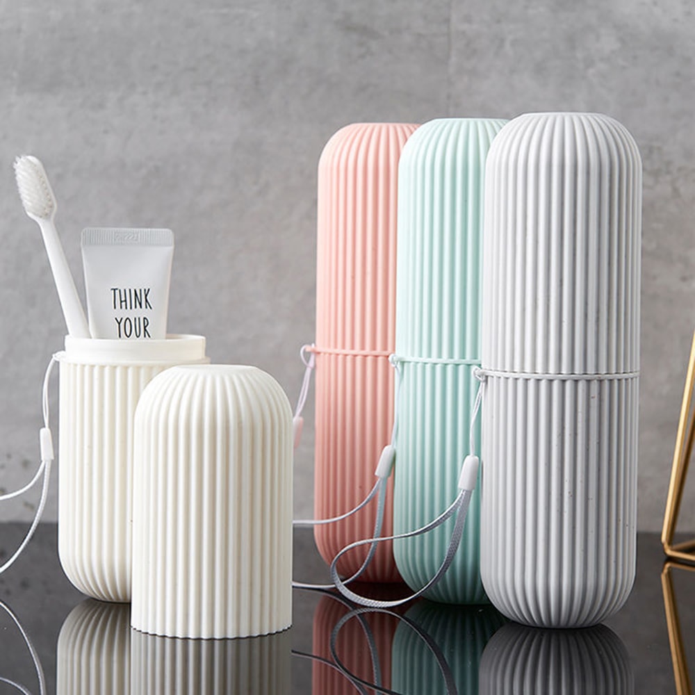Portable Travel Toothbrush Holder Cup With Toothpaste Storage For Home Gym Travel 0