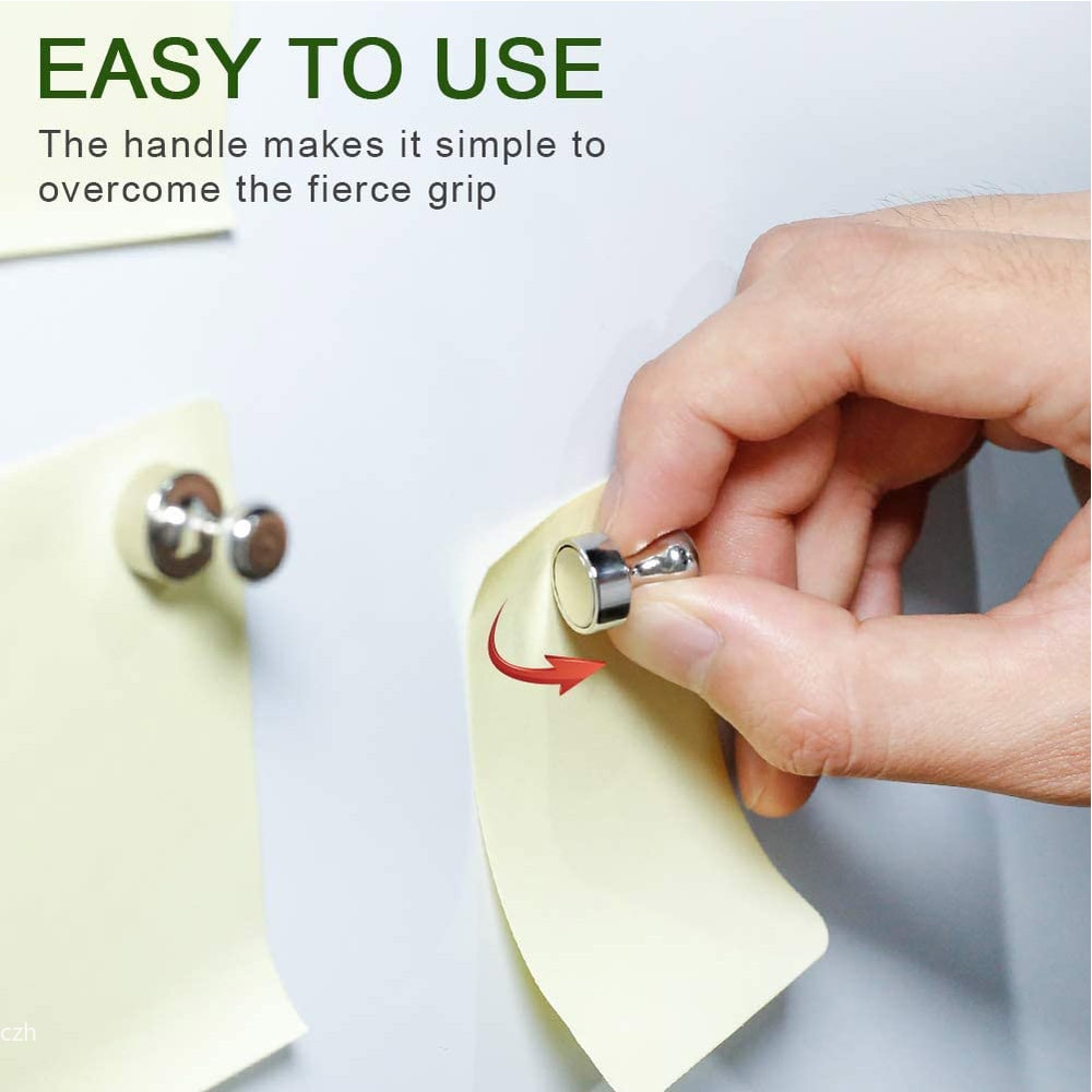 StrongHold Neodymium Magnets Pin Set Heavy Duty Magnetic Push Pins For Fridge Office Whiteboard 2