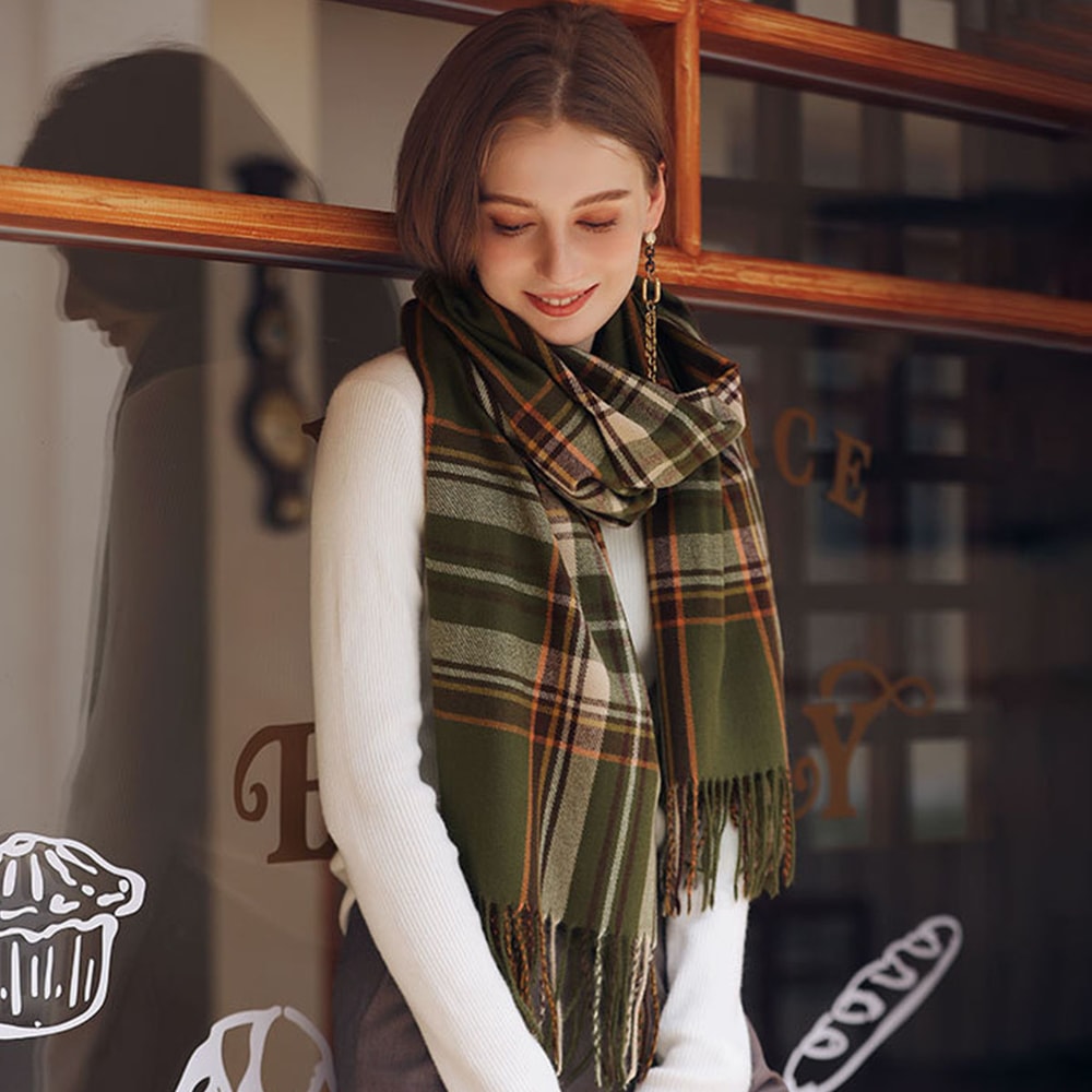 Highland Plaid Winter Scarf For Women Soft Tartan Scarf Long Wrap Shawl 3