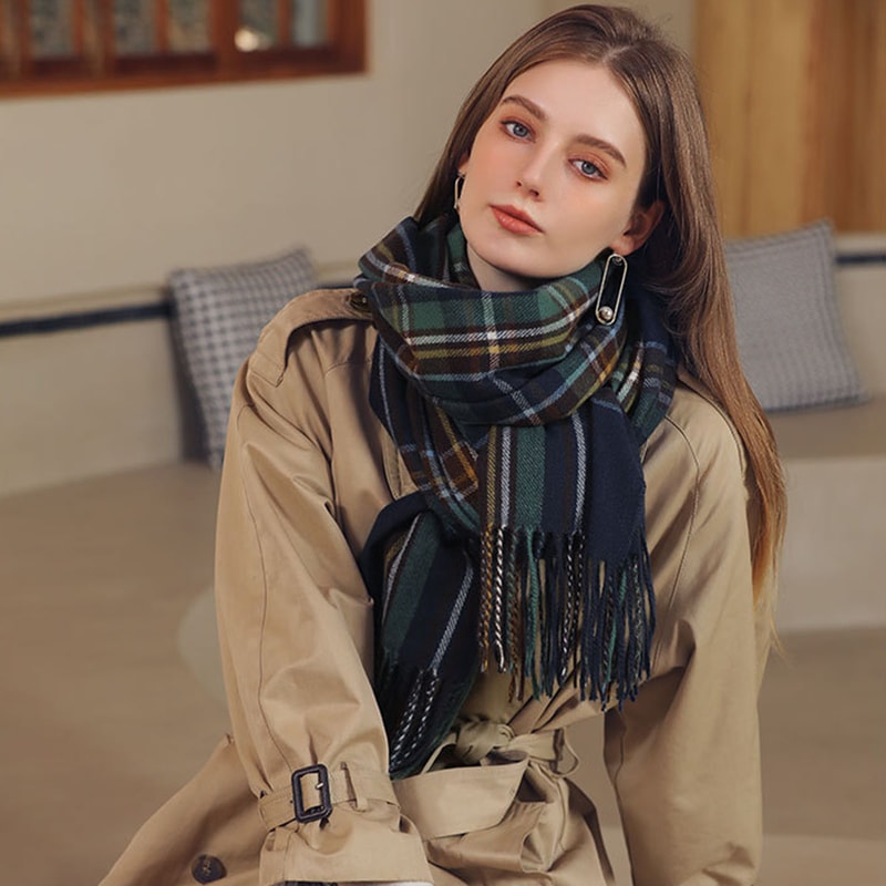 Highland Plaid Winter Scarf For Women Soft Tartan Scarf Long Wrap Shawl 8