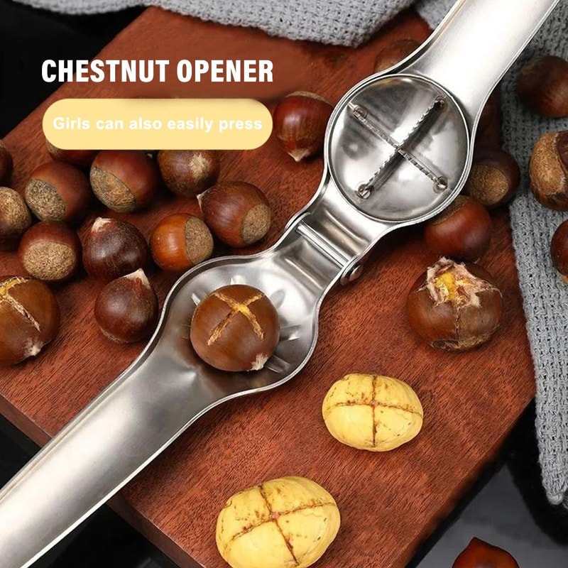 Stainless Steel Chestnut Opener Nut Cracker Tool For Walnuts Pecans And Hard Shell Nuts 2