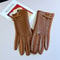 Elegant Women Winter Leather Gloves with Touchscreen Warm Lining & Bow Accent