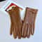Elegant Women Winter Leather Gloves with Touchscreen Warm Lining & Bow Accent