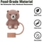 Teddy Bear Silicone Straw Cover for Stanley Cup 10mm Reusable Straw Dust Cap
