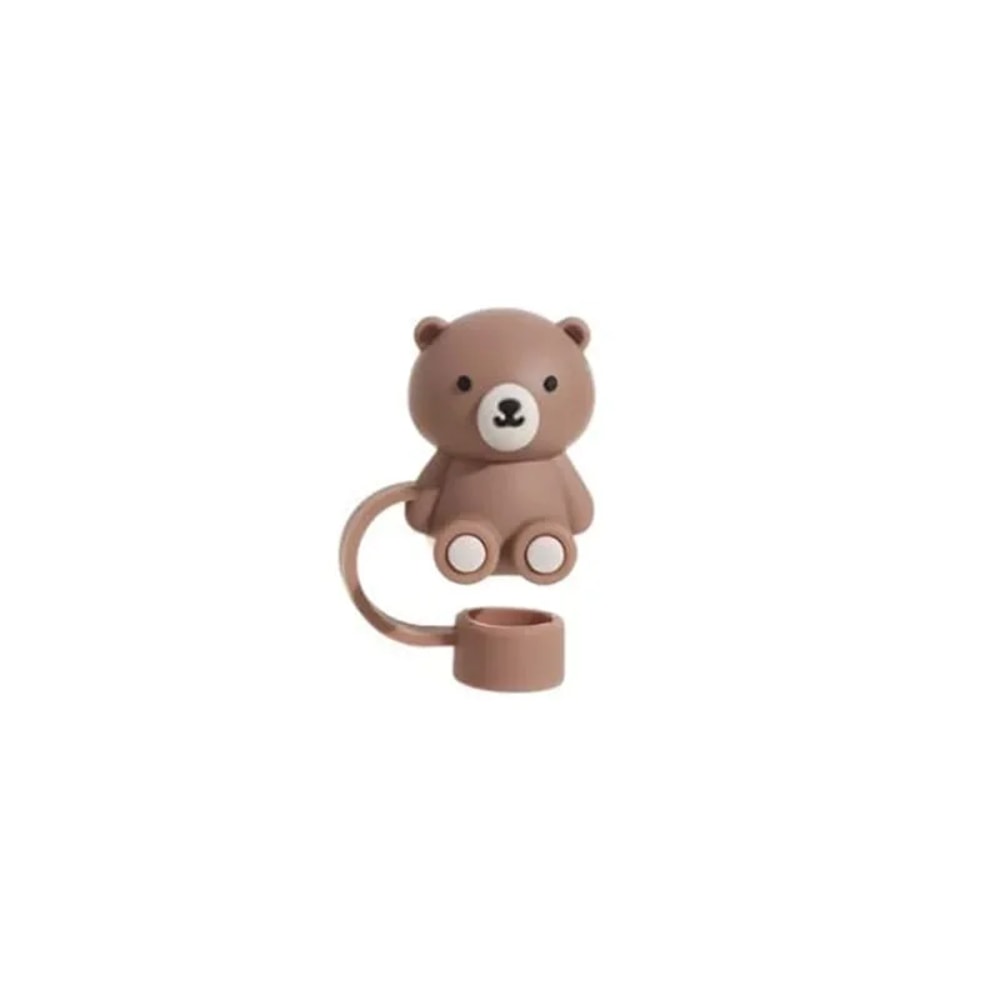 Teddy Bear Silicone Straw Cover for Stanley Cup 10mm Reusable Straw Dust Cap