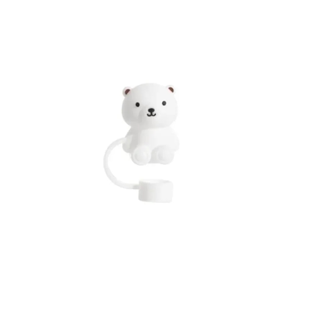 Teddy Bear Silicone Straw Cover for Stanley Cup 10mm Reusable Straw Dust Cap