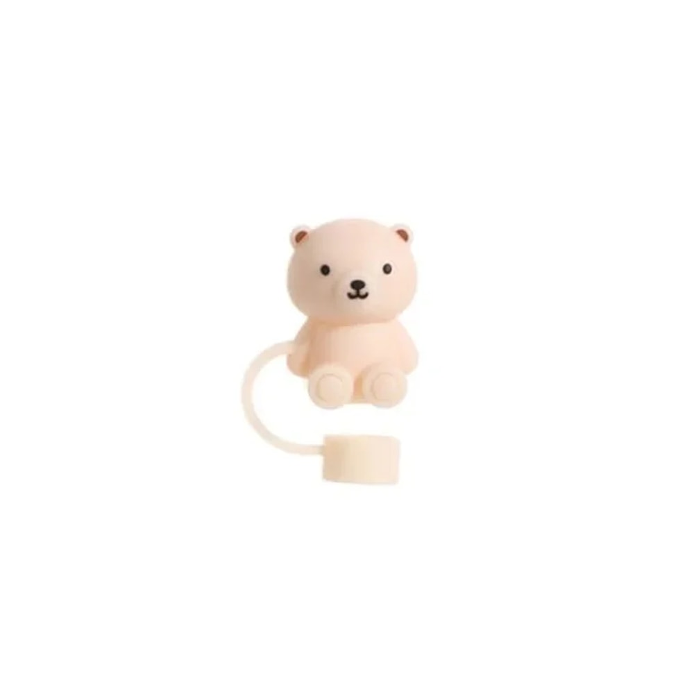 Teddy Bear Silicone Straw Cover for Stanley Cup 10mm Reusable Straw Dust Cap