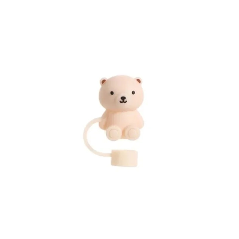 Teddy Bear Silicone Straw Cover for Stanley Cup 10mm Reusable Straw Dust Cap
