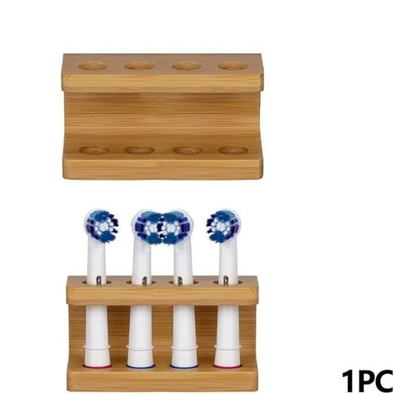 Bamboo Electric Toothbrush Holder Organizer With Multi Slots For Bathroom Countertops 0