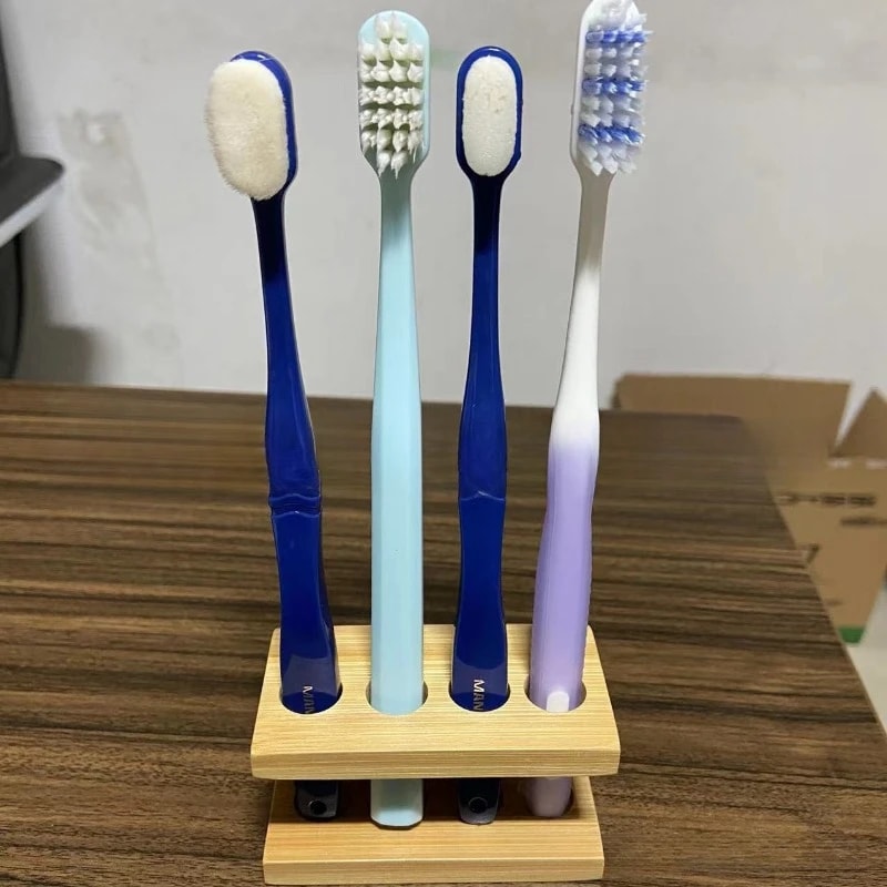 Bamboo Electric Toothbrush Holder Organizer With Multi Slots For Bathroom Countertops 1