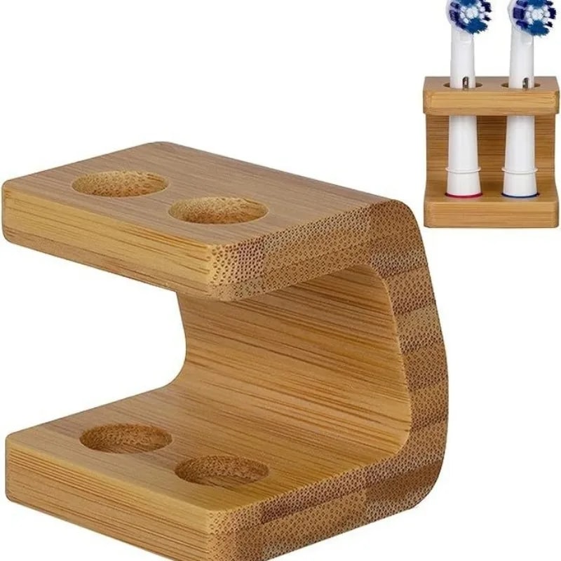 Bamboo Electric Toothbrush Holder Organizer With Multi Slots For Bathroom Countertops 3