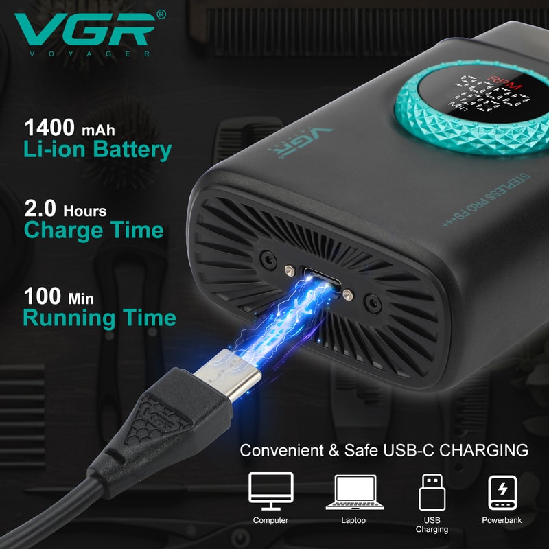 Professional Electric Foil Shaver with Triple Titanium Blades & LED Display