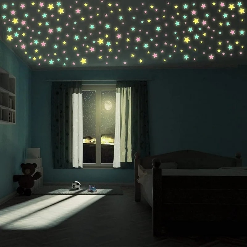 Glow In The Dark Star Wall Stickers Set Luminous Ceiling Bedroom Decor 3