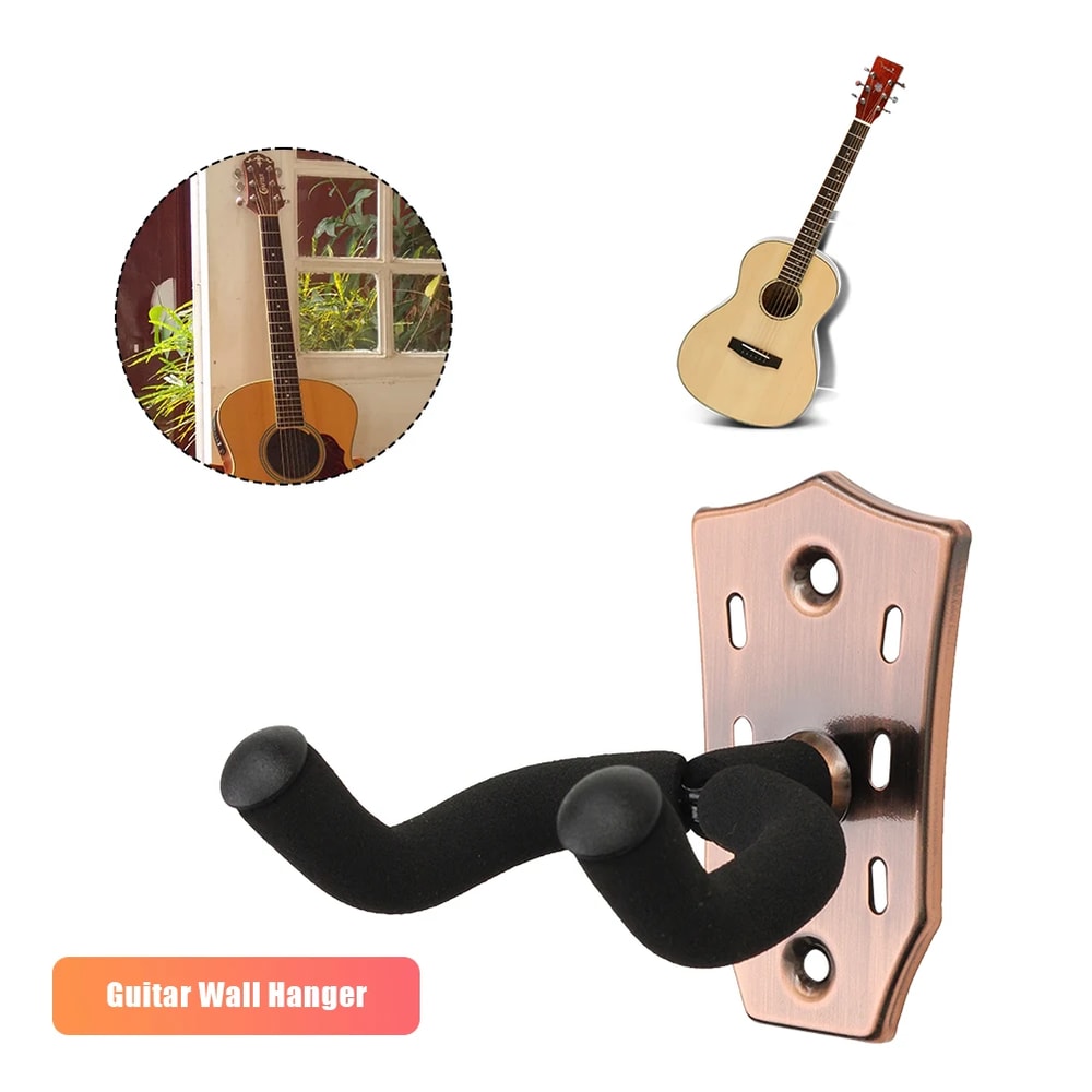 Wall Mount Guitar Hanger Stand with Non Slip Hook for Acoustic Electric Guitar Bass & Ukulele