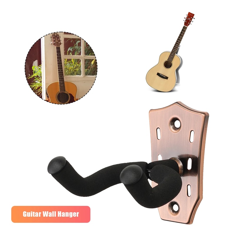 Wall Mount Guitar Hanger Stand with Non Slip Hook for Acoustic Electric Guitar Bass & Ukulele