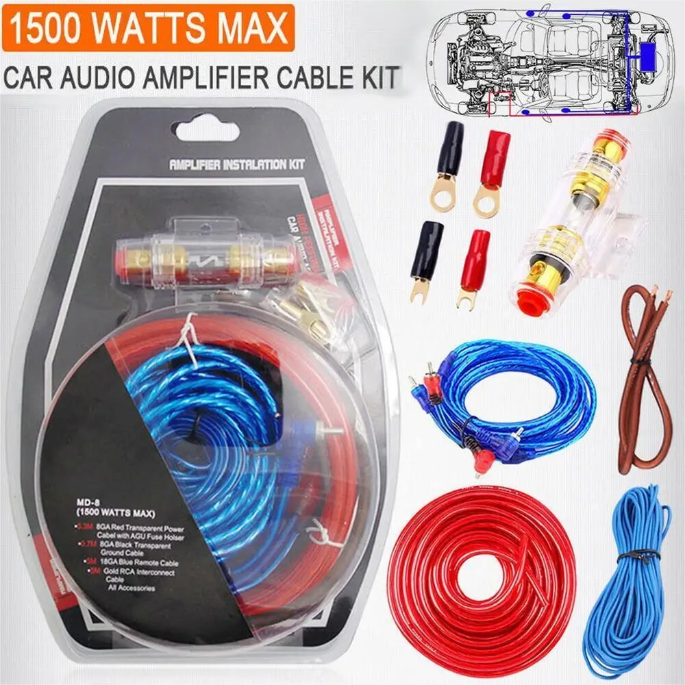 Car Amplifier Wiring Kit Gauge Audio Cable Set With AMP Fuse For Subwoofer Systems 1