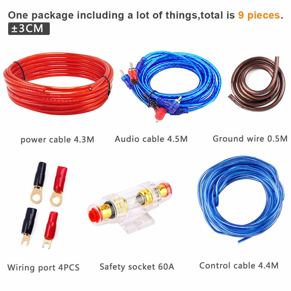 Car Amplifier Wiring Kit Gauge Audio Cable Set With AMP Fuse For Subwoofer Systems 5