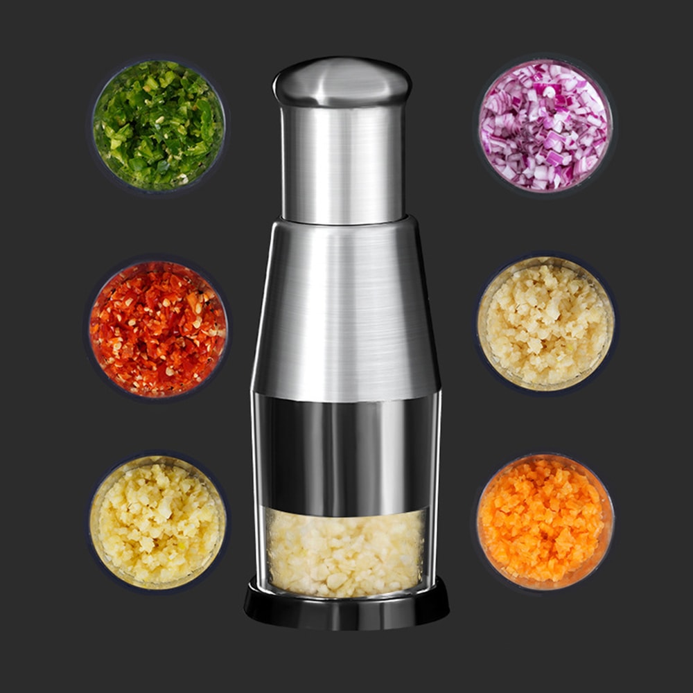 QuickSlice Stainless Steel Manual Food Chopper For Garlic Herbs Nuts Vegetables 3
