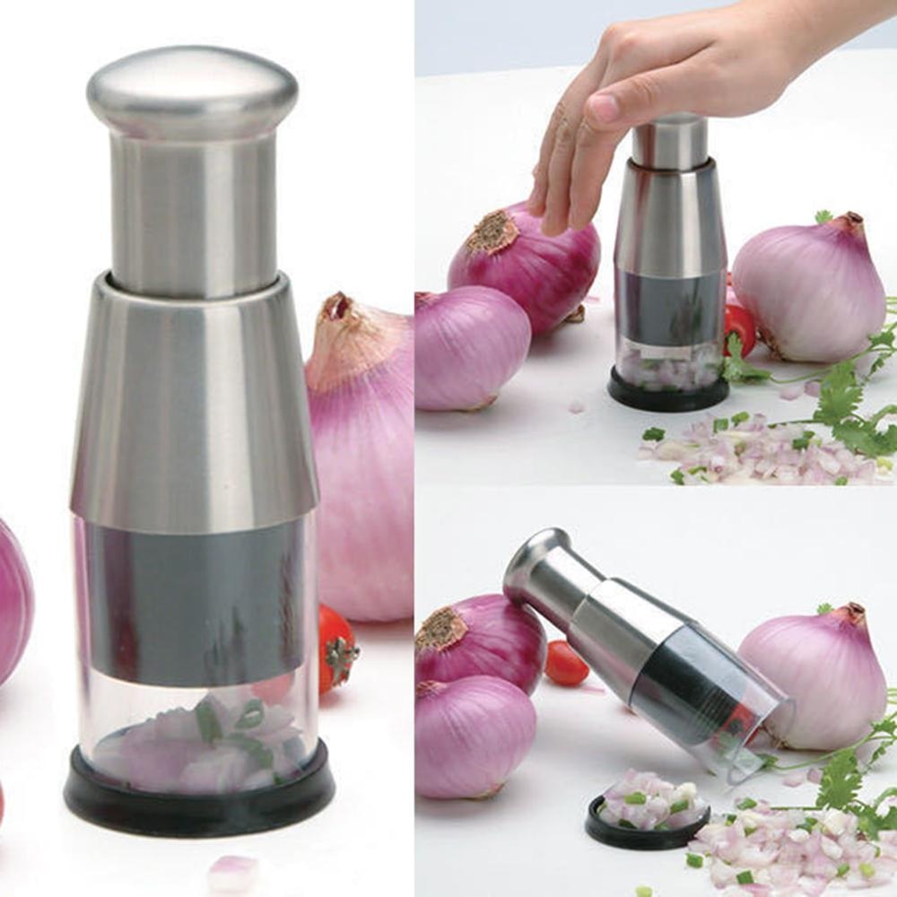 QuickSlice Stainless Steel Manual Food Chopper For Garlic Herbs Nuts Vegetables 4