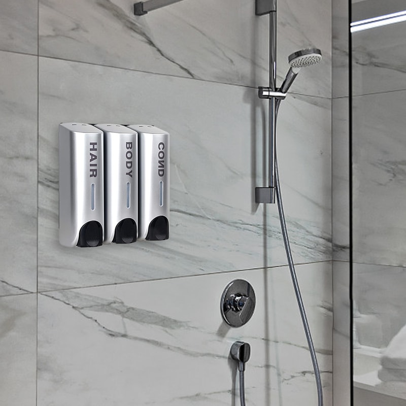 Wall Mounted Shampoo Dispenser Waterproof Refillable Bathroom Soap Dispenser With Clear Window 2