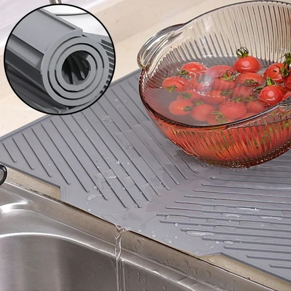 Silicone Drain Mat For Bar Sink And Kitchen Counter Protection 0