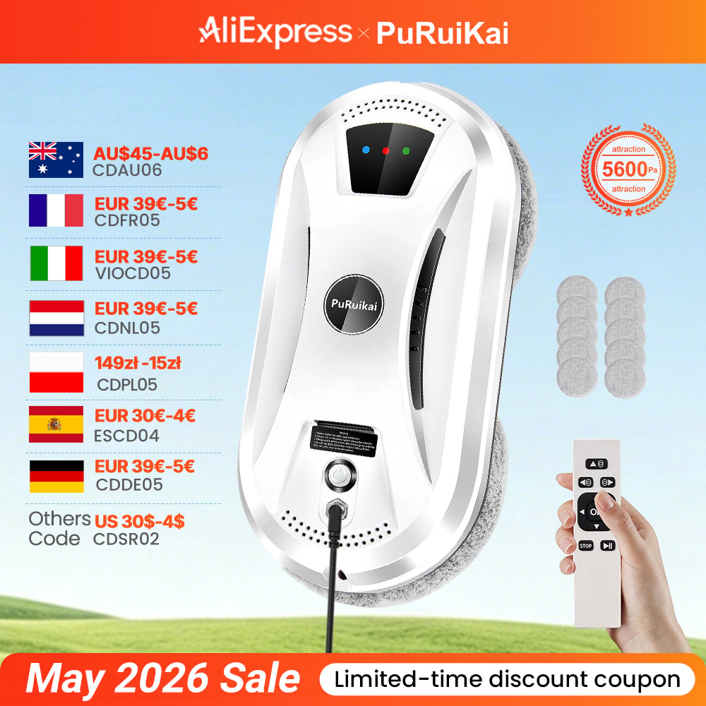 PuRuiKai Smart Window Cleaning Robot With Remote Control And Powerful Suction 1