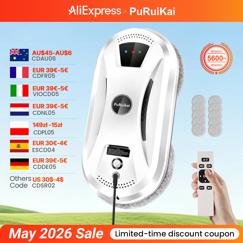 PuRuiKai Smart Window Cleaning Robot With Remote Control And Powerful Suction 1